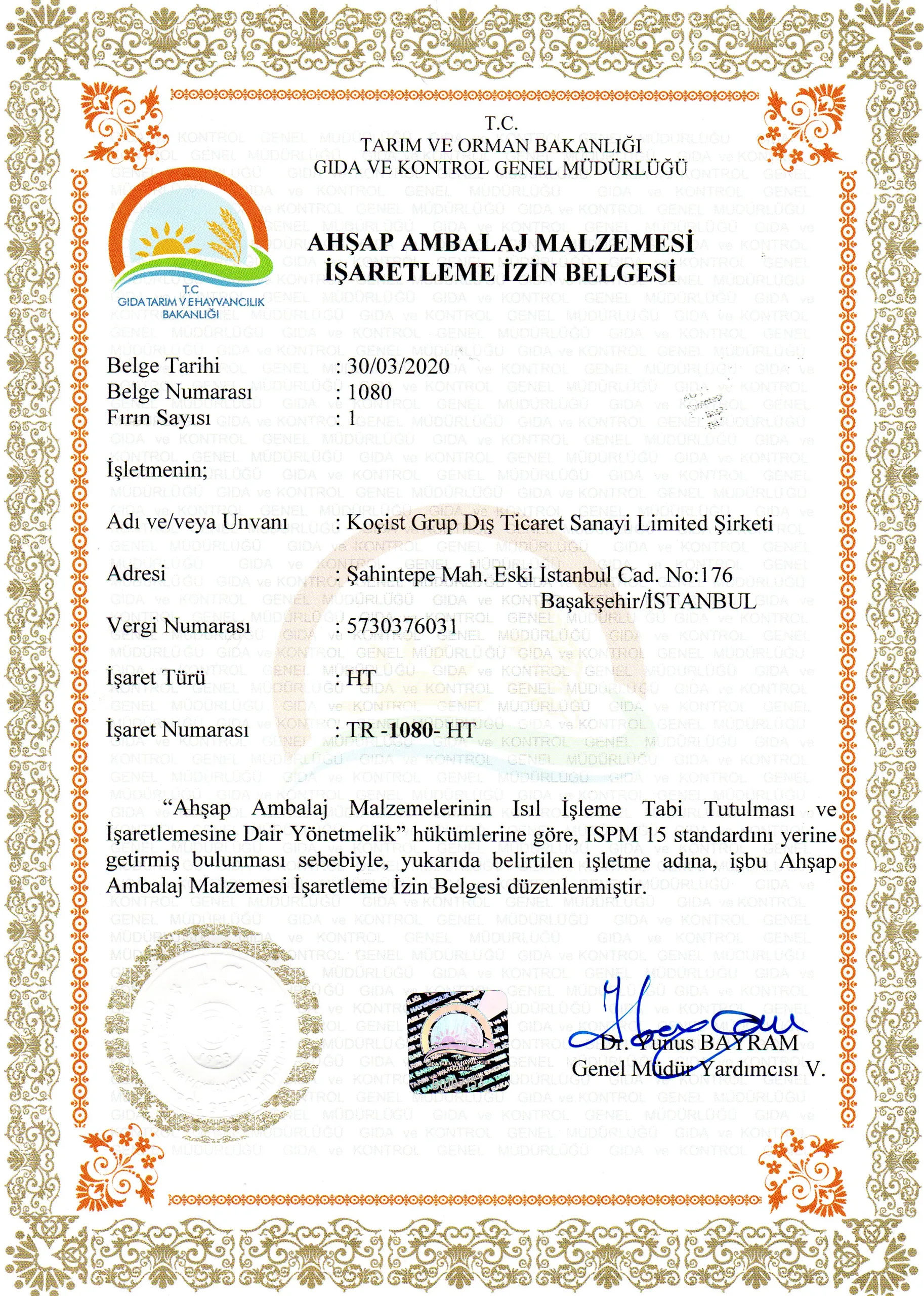 ISPM-15 ısıl işlemli ahşap palet ve ambalaj işareti